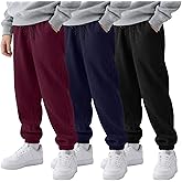 LessonZoo 3 Pack Boys Joggers Kids Corduroy Sweatpants Casual Elastic Waist Drawstring Athletic Uniform Pants with Pockets