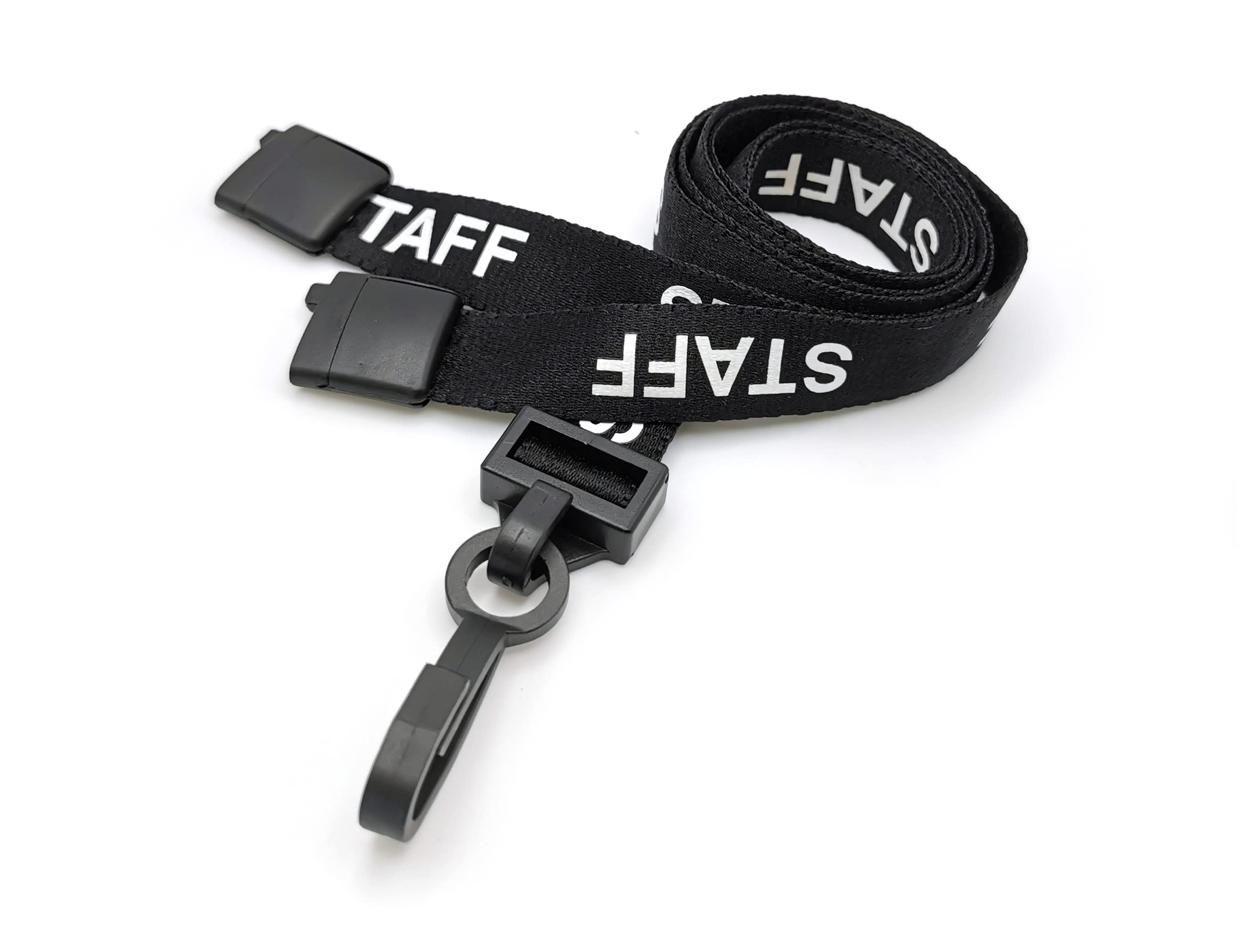 Black Staff Lanyards for Staff ID with Safety Break and Plastic Clip - Pack of 100 โ image 1