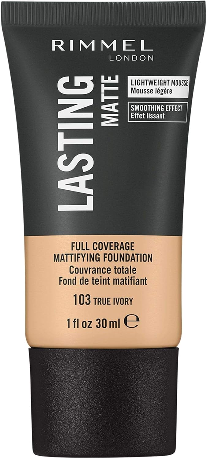 Rimmel Lasting Matte Full Coverage Light-weight Foundation 30ml, 103 True Ivory, 30 ml (Pack of 1) - Image 3