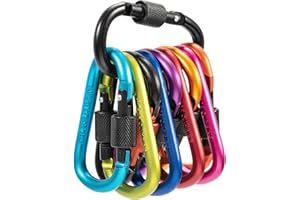 10 PCS Caribeearners, D Shape Carabiner Clips, 3" Lightweight Carabiner Keychain with Screw Gate, Durable Aluminum Locking Ca