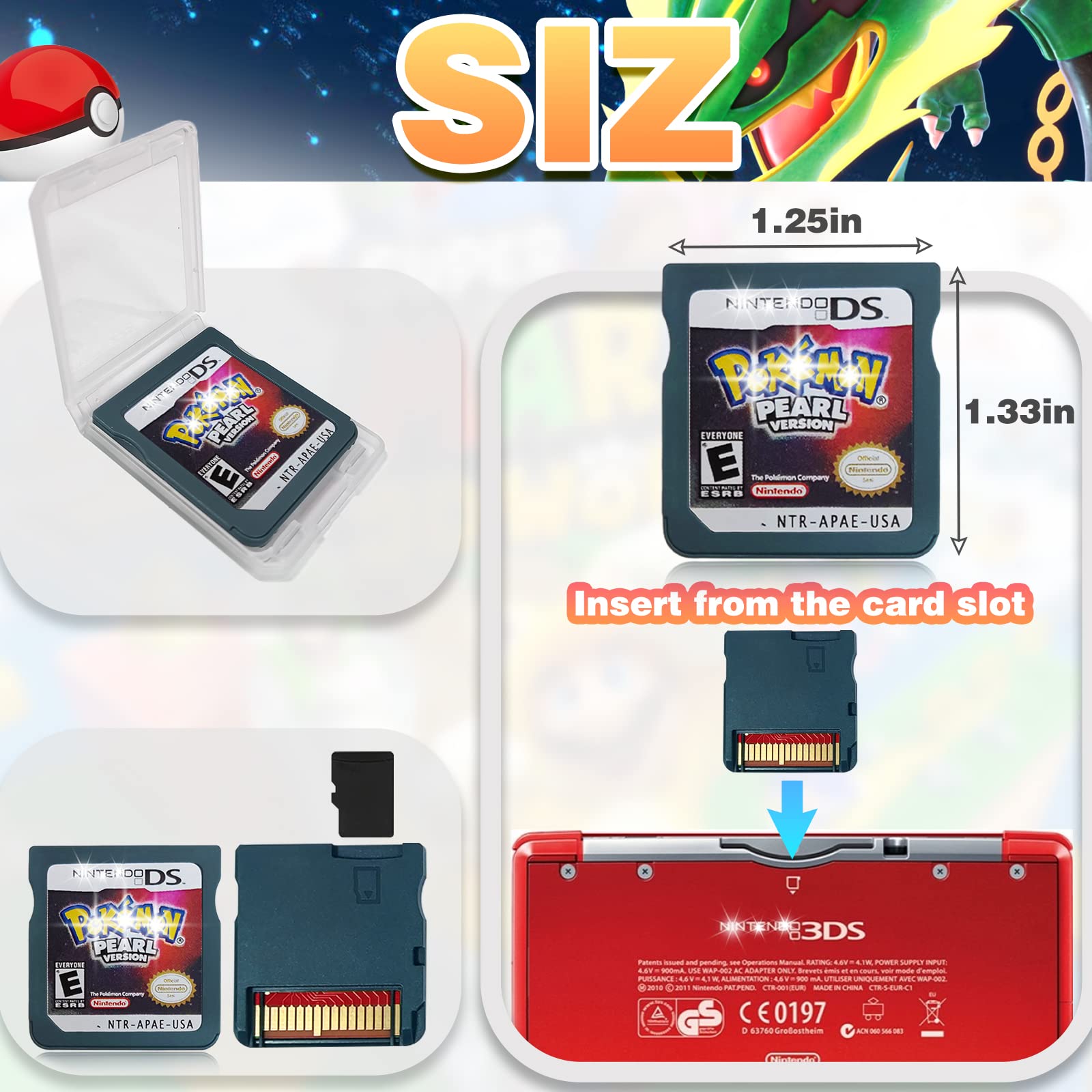 YIXIND Pokemon Soul Silver,Heart Gold,Platinum, Diamond,Pearl Version Game Cartridges Game Card for Compatible NDS/NDSL/NDSI/NDSLL/NDSXL/3DS/2DS