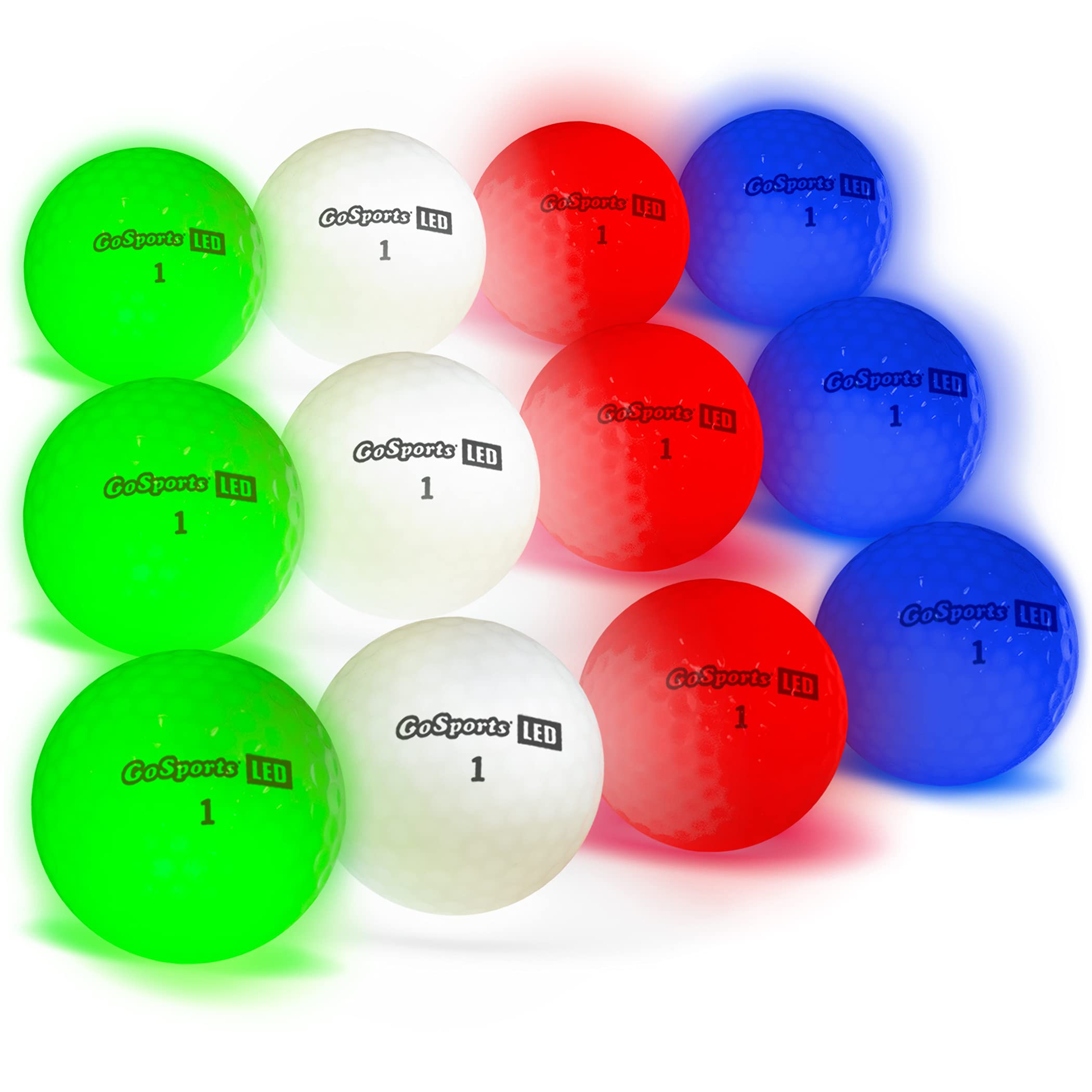 Photo 1 of GoSports Light Up LED Golf Balls 12 Pack - Impact Activated with 10 Minute Timer