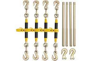 STURDON Ratchet Chain Binders 5/16" to 3/8", 7100 lbs Capacity, with Detachable Handle and Grab Hooks, 4 Pcs Heavy-Duty Load Binders for Truck, Trailer, Farming, Industrial Cargo Securing, Safe Transport