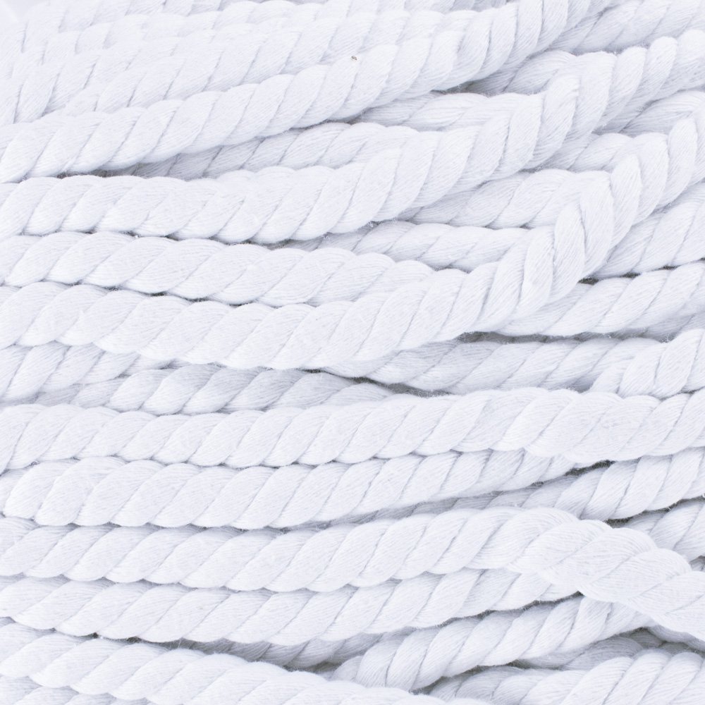 Natural Twisted Cotton Rope - Soft But Strong - Assorted Colors - 1/2 Inch Diameter (White, 10 Feet)