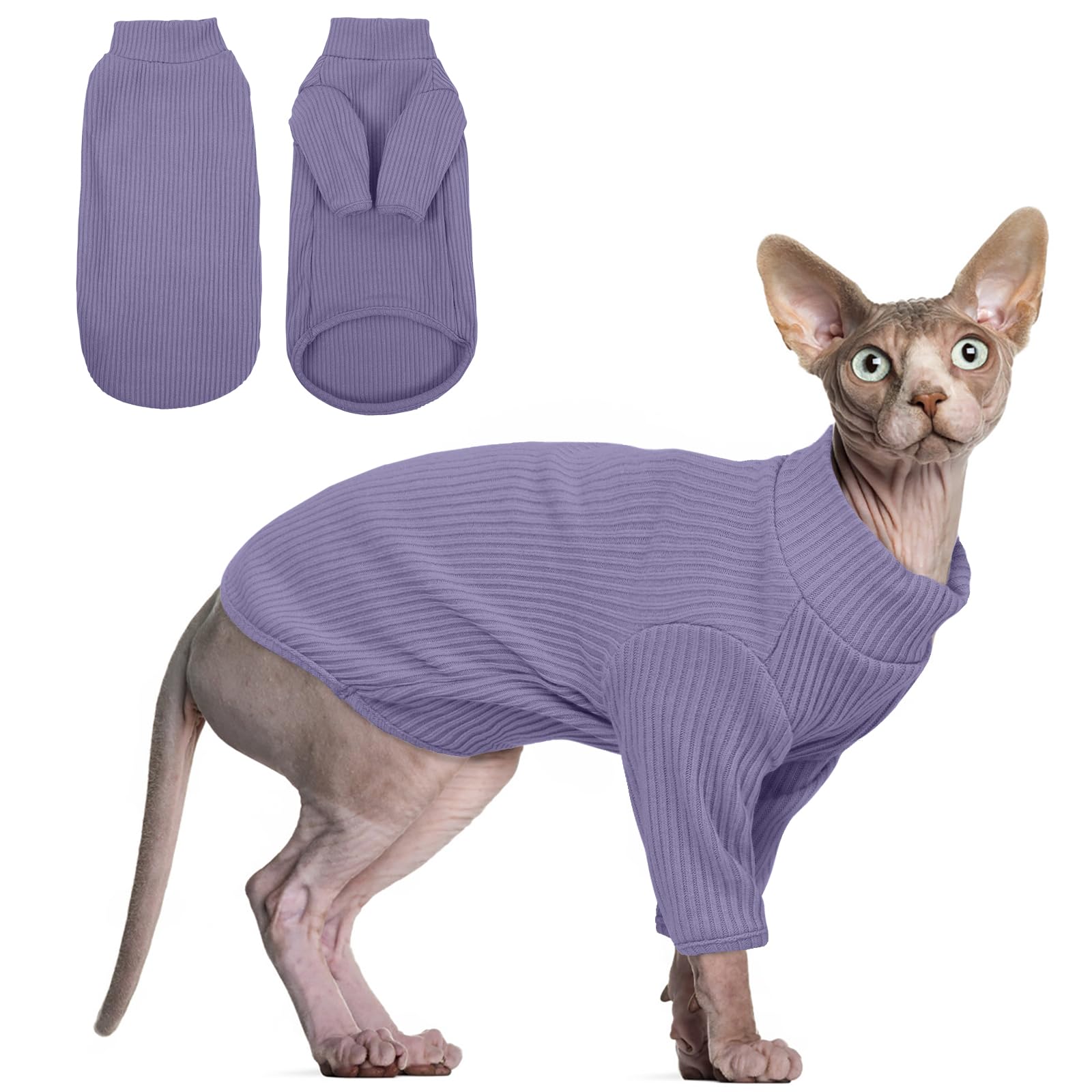 Hjyokuso Hairless Cat Sweater, Sphynx Cat Clothes, Kitten Clothes, Breathable Sweaters Cats, Cat Jumpers Cats Only, Kitten Pullover Sleeves, Cat Clothes Sphynx, Cornish Rex, Devon Rex XL, TaroPurple