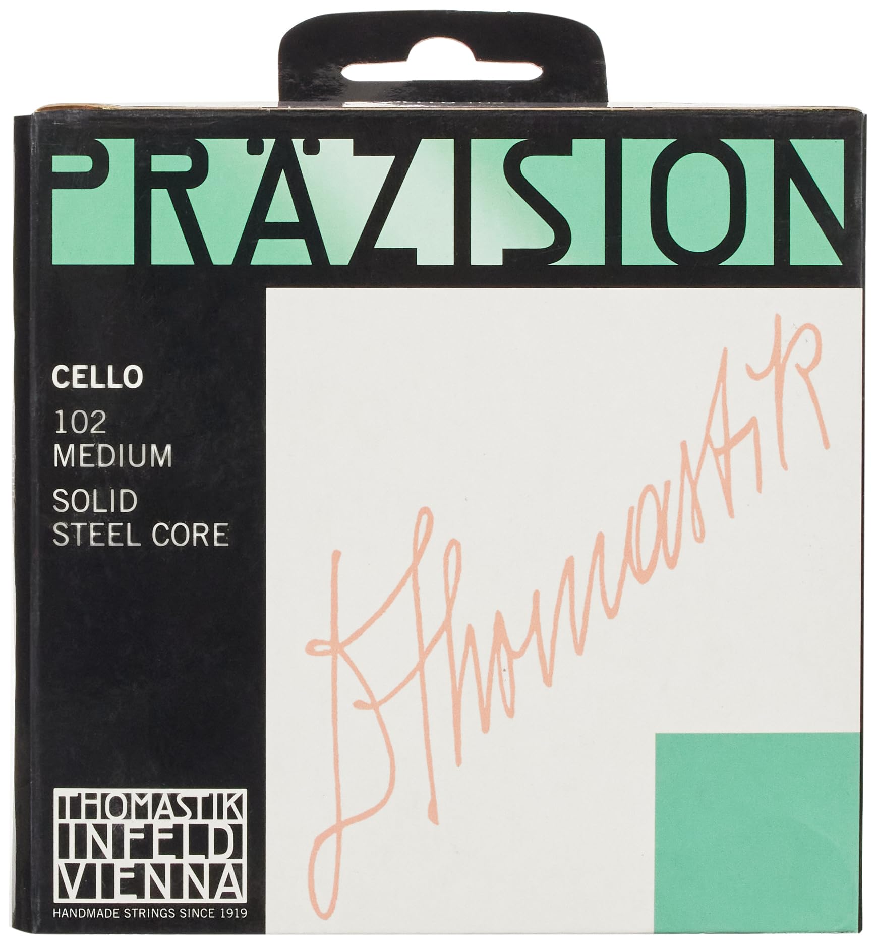 Thomastik Saiten für Cello Präzision Stahl Vollkern Satz 4/4 mittel Chrom