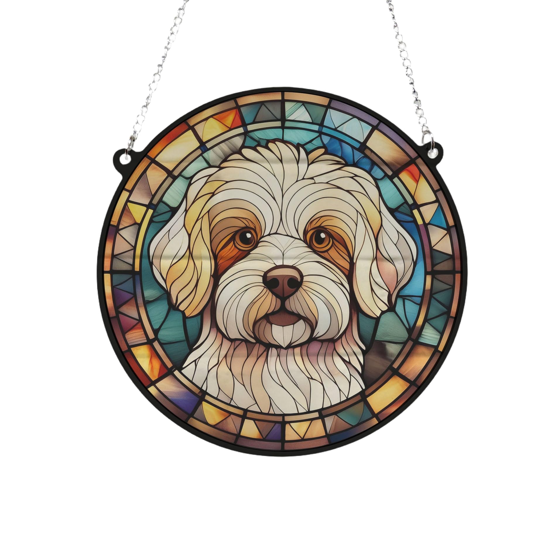 Bichon Frise Stained Glass Effect Suncatcher Gift for Dog Lovers - 13cm