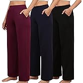 PNAEONG 3 Pack Women's Petite Sweatpants, Casual Wide Leg Pants Loose Fit Lounge Pants with Pocket,XS-XL