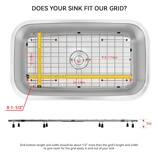 STAINLESS STEEL SINK GRID AND PROTECTORS FOR BOTTOM OF KITCHEN SINK,24″ X 12″ SINK PROTECTOR