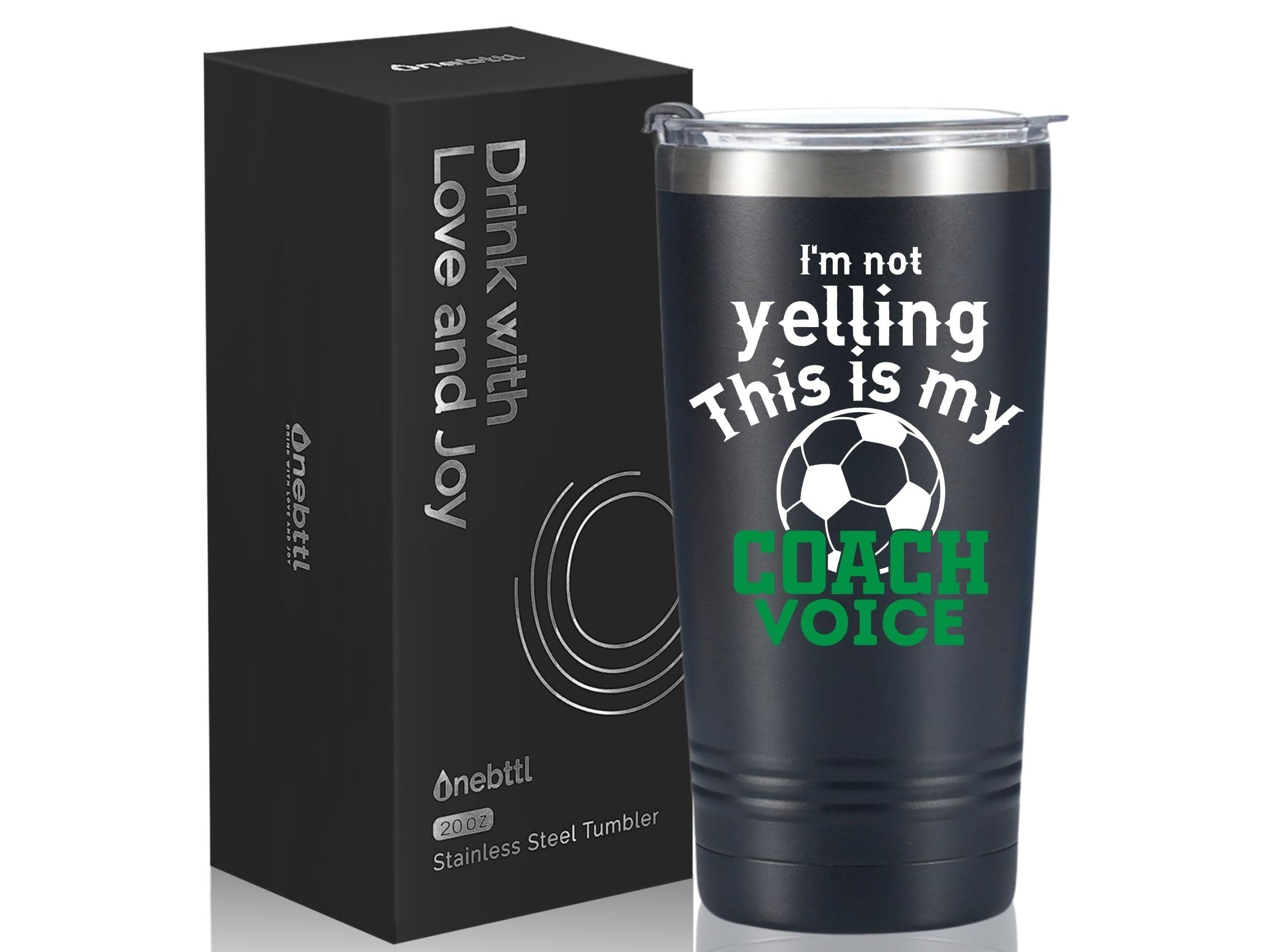 Onebttl Football Gifts for Men, Coach Gifts, I'm Not Yelling, This is My Coach Voice, Travel Mug, 590ml, Black