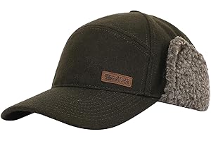 KANUT SPORTS York Camper Cap with Earflaps Warm Wool Blend Trapper Hat, Winter Baseball Cap for Men, Hunting, Hiking, Golf, Camping