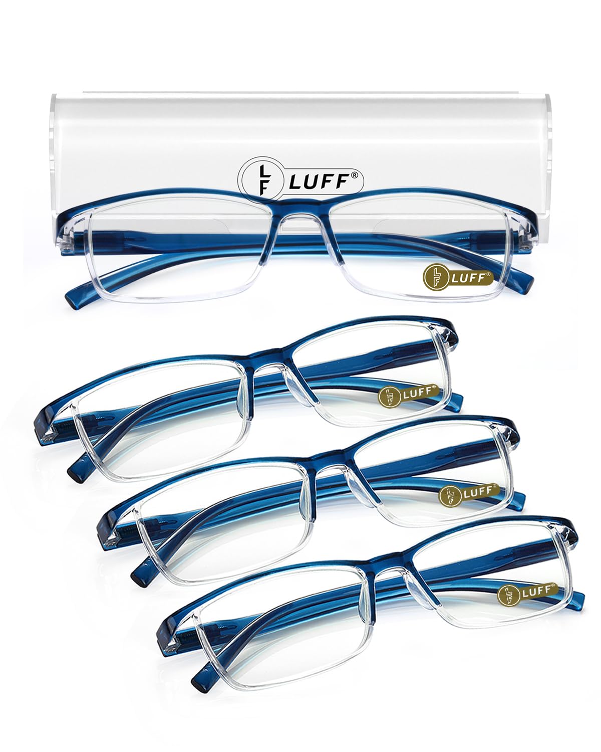 LUFF 4Pcs Anti-Blue-ray Reading Glasses Portable Ultra-Light Readers(0.0X) — image 1