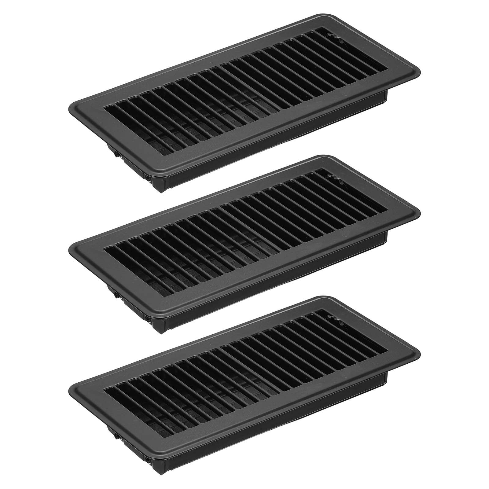 PATIKIL 10 x 4 Inch Floor Register, 3pcs Heavy Duty Air Vent Cover Steel Adjustable Decor Vents Easy Adjust Floor Grates for Sidewall Home Office, Black