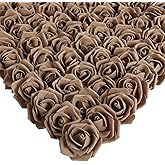 INSUNSIX Artificial Roses,200PCS Foam Roses 1.97in Rose Flower Heads Craft Flowers for DIY Wedding Party Home Decoration(Light Brown)