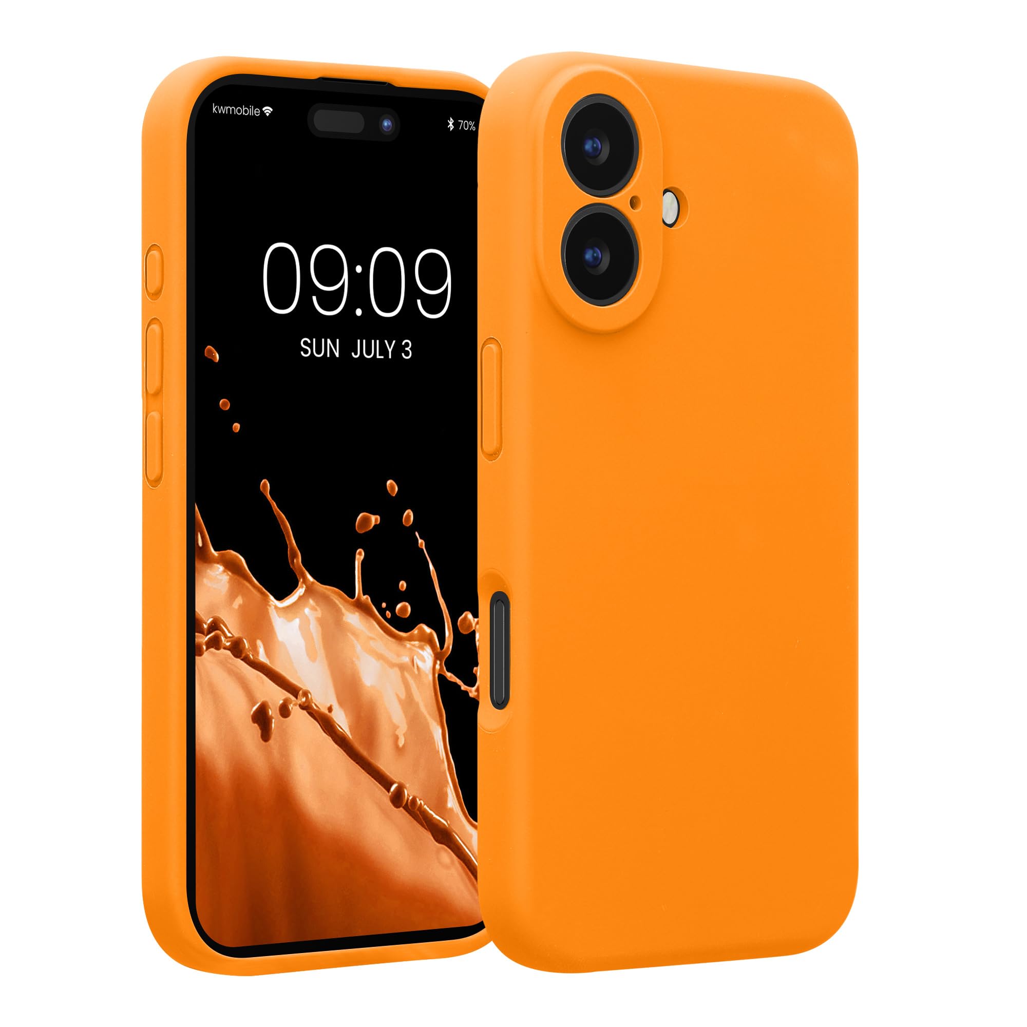 kwmobile Case for Apple iPhone 16 Case - Slim TPU Silicone Phone Cover for iPhone 16 - Soft Touch Finish - Fruity Orange