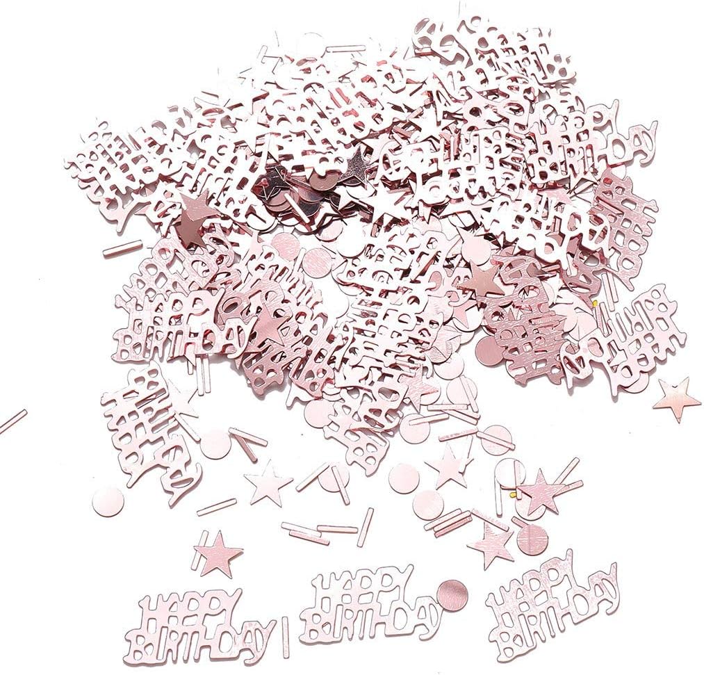Jamicy ™ Rose Gold Happy Birthday Table Confetti Flower Birthday Party Cutlery Decoration Wedding Birthday Throwing Confetti Mother's Day Party Decoration