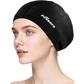 Firesara Fabric Swim Cap, Soft Stretch Swimming Hat for Long Hair &amp; Short Hair