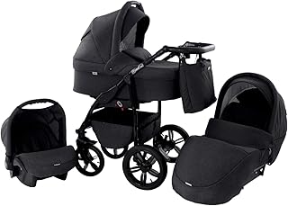 Kinderwagen Babywagen Kombikinderwagen Zeo Wind 3 in 1 Komplettset mit Zubehör 0-3 Jahre 0-15 kg Insektenschutz Einkaufstasche Regenschutz Getränkehalter Buggy Autositz (52)