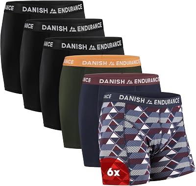 Herren Boxershorts, 6 Pack, Retroshorts aus weicher Baumwolle (Mehrfarbig (3X Schwarz, 1x Grün/Orange, 1x Marineblau/Bordeaux, 1x Retro), m)