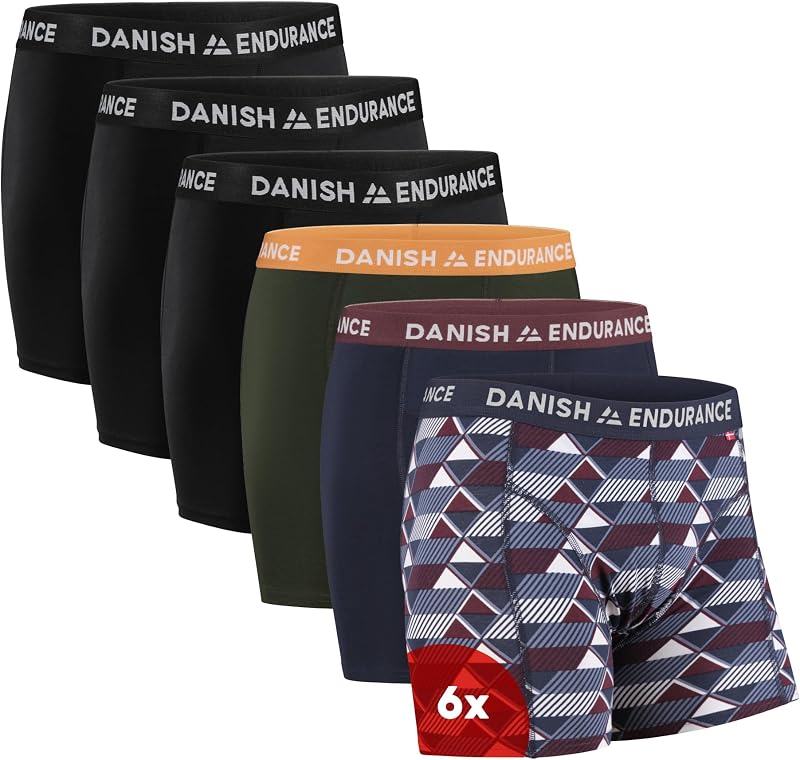 Herren Boxershorts, 6 Pack, Retroshorts aus weicher Baumwolle (Mehrfarbig (3X Schwarz, 1x Grün/Orange, 1x Marineblau/Bordeaux, 1x Retro), m)