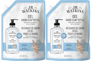 J.R. Watkins Gel Hand Soap Refill, Moisturizing Hand Wash, Formulated with Plant-Based Cleansers, Alcohol-Free, Cruelty-Free,