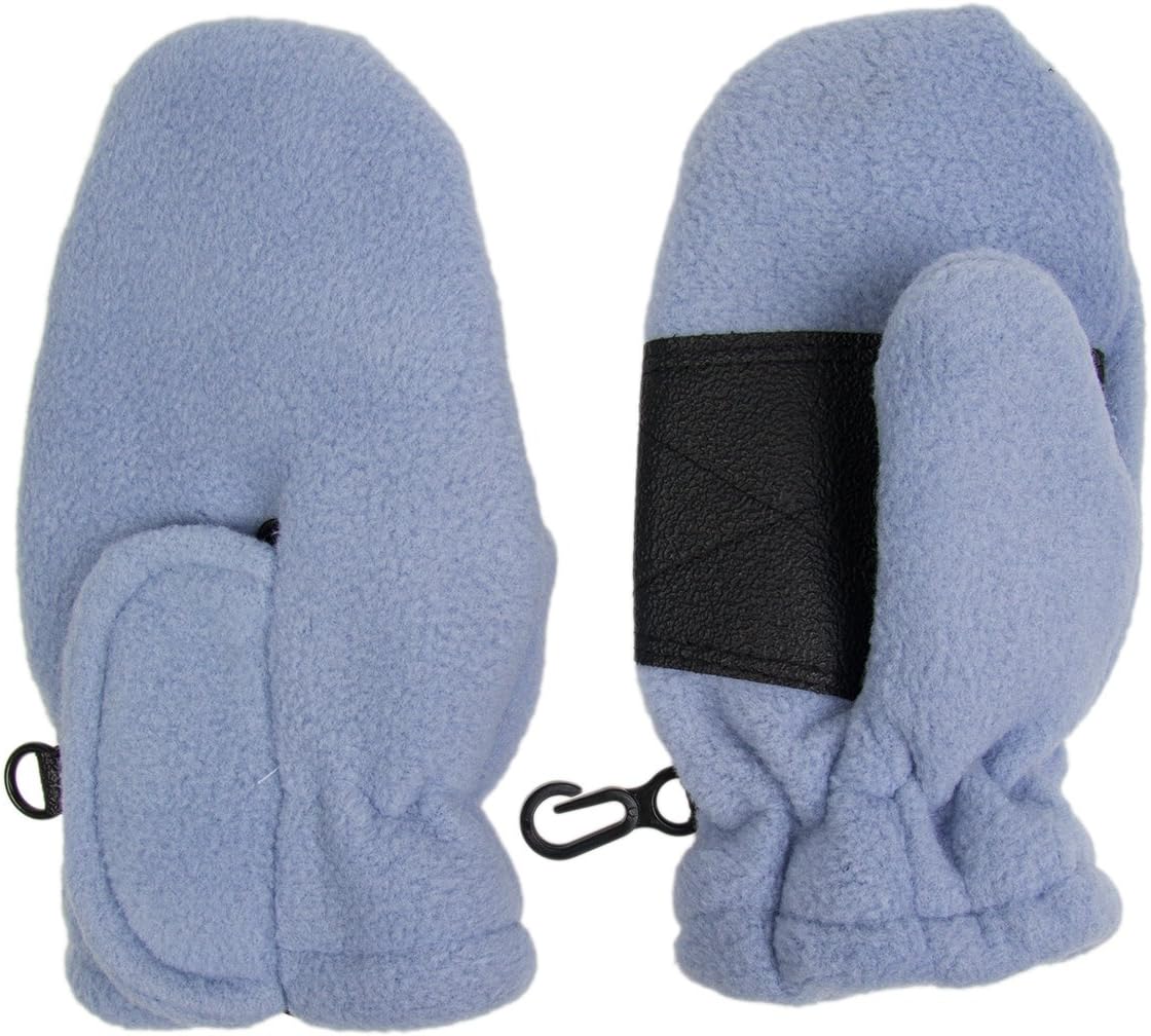 Toddler Fleece Insulated Mittens Boys Girls Clips Palm Grip Warm Winter Snow
