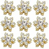100 Pcs 13mm Flower Crystal Rhinestones, Flatback Rhinestones Glass Gems for Crafting, Gold Base Decorations for DIY Crafts Jewelry Making Clothing Accessories(01 Clear)