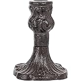Sungmor Vintage Black Cast Iron Candle Holder – 4.4" Tall Decorative Rustic Taper Candle Stand – Heavy Antique-Style Candlestick for Table Centerpiece, Fireplace Mantel, or Farmhouse Home Décor