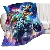 Dinosaur Truck Blanket Soft Fuzzy Fleece Galaxy Animal Throw Blanket Decor Cozy Warm Plush Flannel Blankets Gifts for Boys Girls Men Women Home Chair Sofa Couch Bed 50"X40"