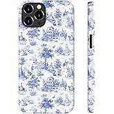 STARVIP for iPhone 12 Case/iPhone 12 Pro Case, Wireless Charging, Dual-Layer Protection with Cute Wildflower, Soft Silicone + Hard Shell, Chic Phone Cover for Women - Blue Safari Delight