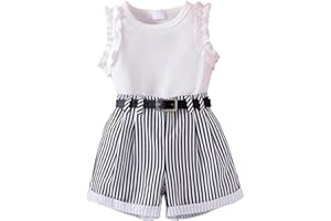 Toddler Girl Summer outfits Clothes daisy Print Tshirt Tank tops + Ruffle Bloomers Shorts sets 2pcs