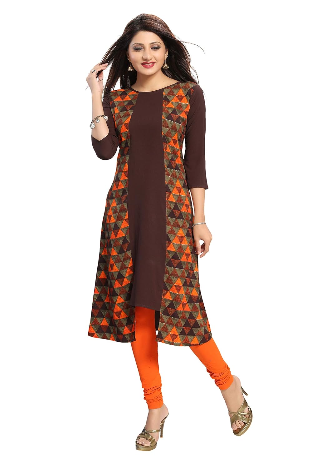 alc creations women's faux crepe a-line kurti