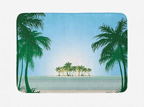 Yaoni Ozean-Badematte, Palmenblätter im tropischen Sandstrand