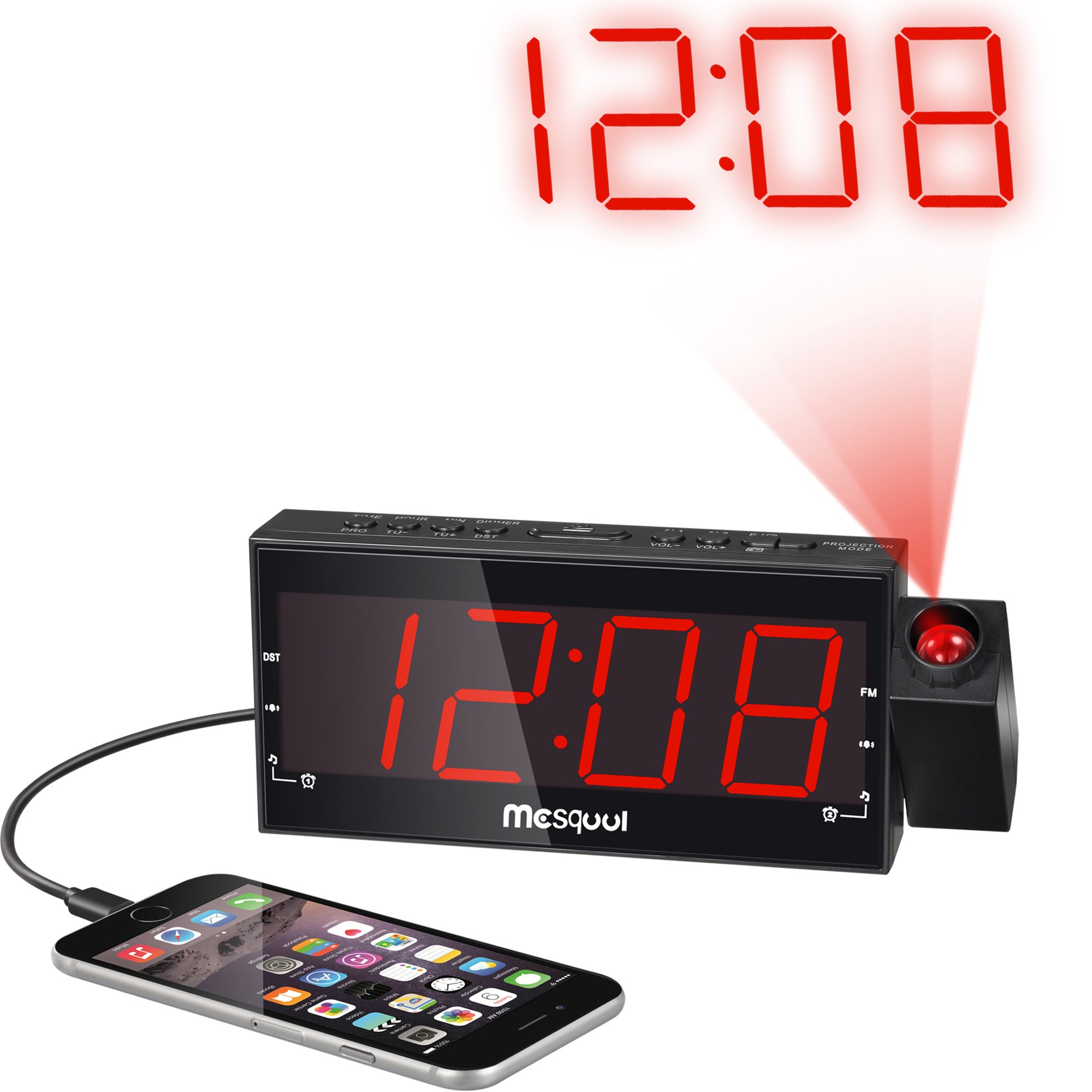 Mesqool Digital Dual Alarm Fm Dimmable Projection Clock Radio 1.8 Inch Led Di.. 19