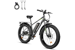 Mukkpet Suburban 750W Electric Bike for Adults 26'' * 4.0 All Terrain Tire Electric Mountain Bikes 48V 15AH BMS Removable Lithium Battery Electric Bicycle Shimano 7-Speed Electric Bike, Standard