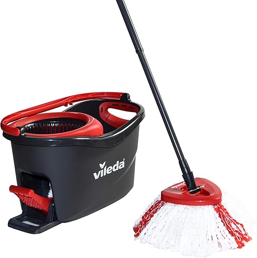 Vileda Turbo Microfibre Mop And Bucket Set Plastic Grey Red 48 5 X 27 5 X 28 Cm