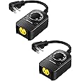 DEWENWILS Outdoor Timer for Lights, Dusk to Dawn Sensor Timer for Electrical Outlet, Weatherproof Light Timer for Christmas, 10A, 1/2 HP, UL Listed, 2 Pack