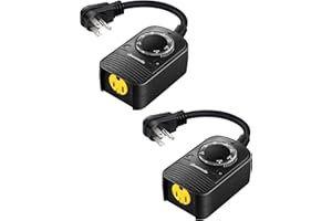 DEWENWILS Outdoor Timer for Lights, Dusk to Dawn Sensor for Electrical Outlet, Weatherproof Light Timer for Christmas, Halloween, 10A, 1/2 HP, UL Listed, 2 Pack