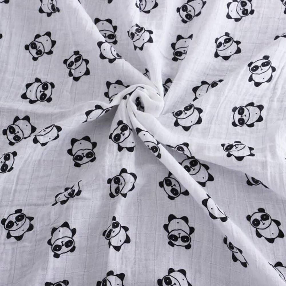 110*110 Muslin Bamboo fiber cotton baby blanket Gauze bath towel bed sheets infants Multifunctional soft neonatal hold blankets swaddle (Panda)