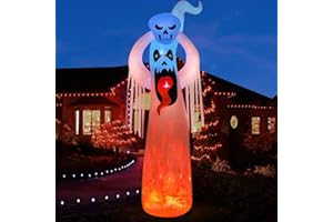 DomKom Halloween Inflatable Blow Up Decorations, 12FT Giant Terrible Spooky Ghost, Built-in LEDs for Holiday Party, Garden, Lawn, Yard, Patio Décor