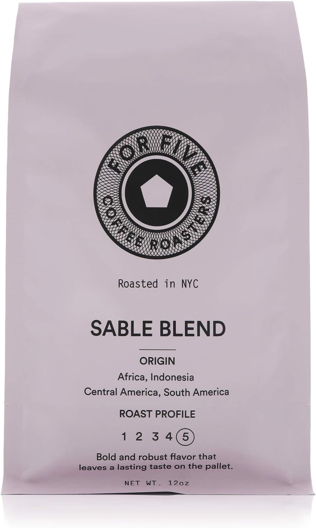 For Five Coffee RoastersRoasted In NYC - Sable Blend Dark Roast (Origin: Africa, Indonesia, Central America, South America), Whole Bean 12 oz