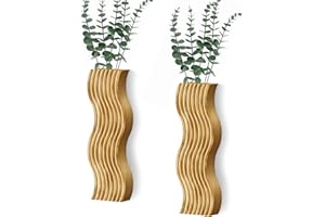JORKOL 2 Pack Wall Decor Wood Wall Planters for Indoor Plants, Modern Wall Planter for Bathroom, Kitchen, Dining Room, Living Room Wall Decor, Farmhouse Wall Vase for Decor Dried Flowers and Faux Greenery
