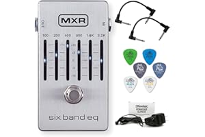 Briskdrop MXR M109S Six Band EQ Guitar Effects Pedal Bundle with 2 Patch Cables, 6 Dunlop Picks, and Power Supply (M109S-Bundle)