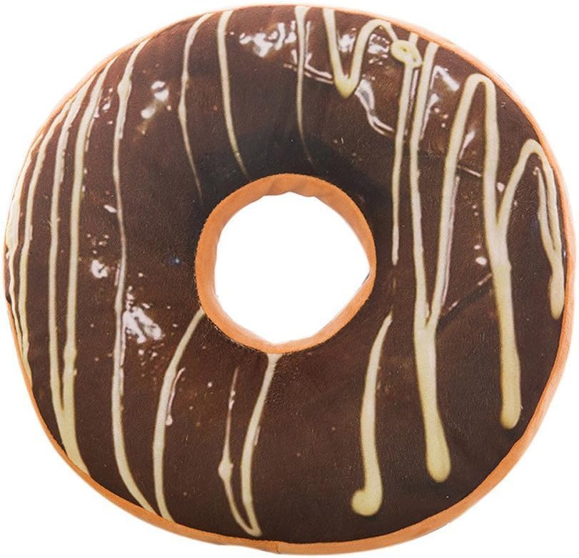 Gloryhonor Cute Round Plush Chocolate Doughnut Donut Print Cushion Pillow Home Sofa Decor