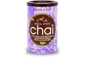 DAVID RIO Orca Spice Reduced Calorie Chai Tea Latte Mix, 11.9 Oz, Black Tea, Organic Spices, Sugar Free, Dairy Free, Serve Hot or Cold, Just Add Water or Milk, 18 Servings