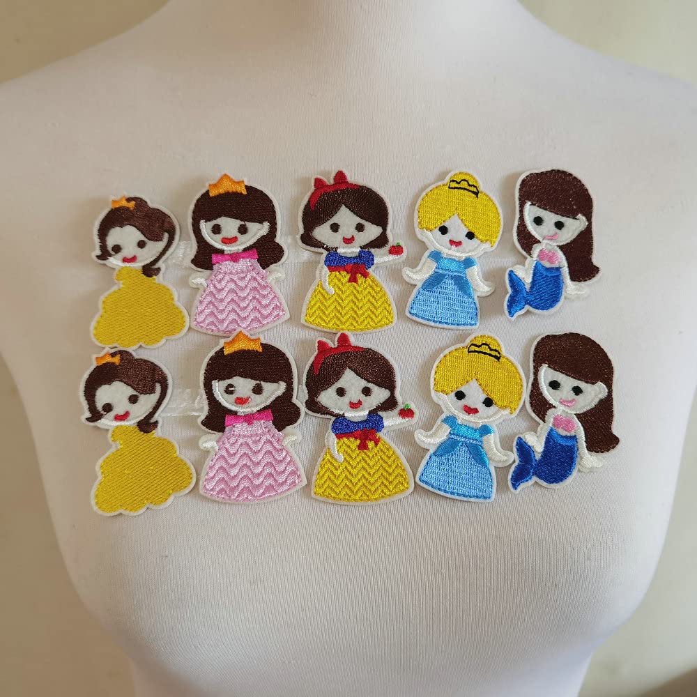 Photo 1 of 10pcs Princess Embroidered Patches Iron on Cartoon Motif Applique Embroidery Accessory (Princess C)