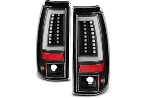 AKKON - Fits 2003-2006 Silverado 1500/1500HD/2500/2500HD 2004-06 3500 2007 Classic C-Tube LED Black Tail Lamp Brake Lights Pair