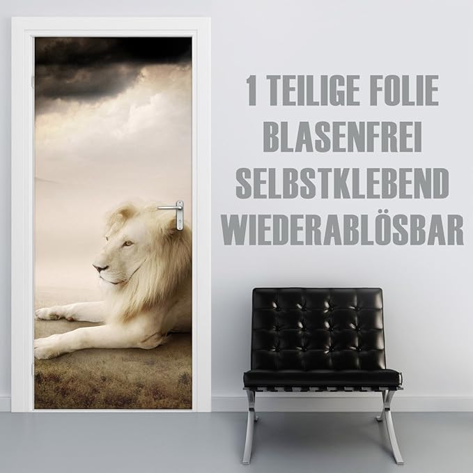 XXL-Tapeten Türtapete selbstklebend TürPoster White Lion im Format 90x210cm - Türfolie Klebefolie von Trendwände