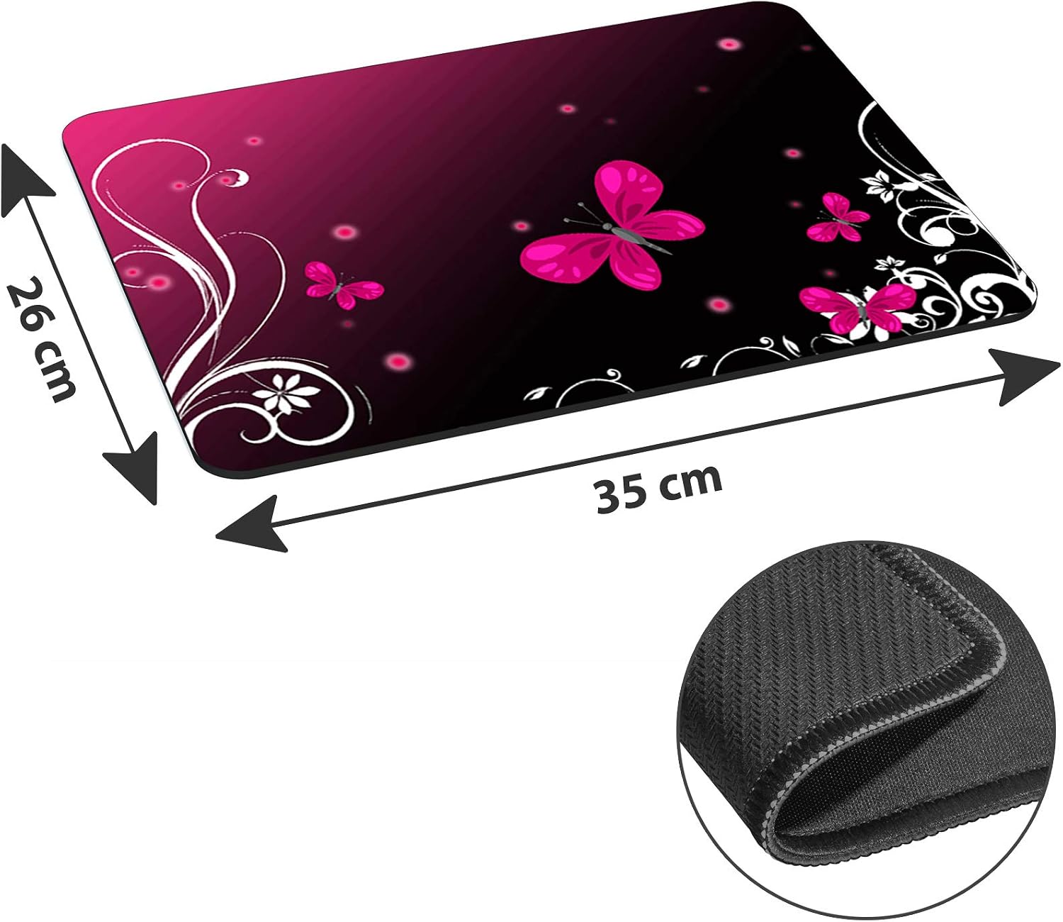 PEDEA Design Mouse Mat Large Butterfly, 350L x 250W mm - Image 3