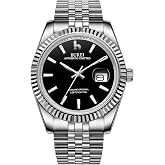 BUREI Men's Classic Luxury Watch Stainless Steel Waterproof Machine Watch Fashion Double Watches Date Sapphire Crystal